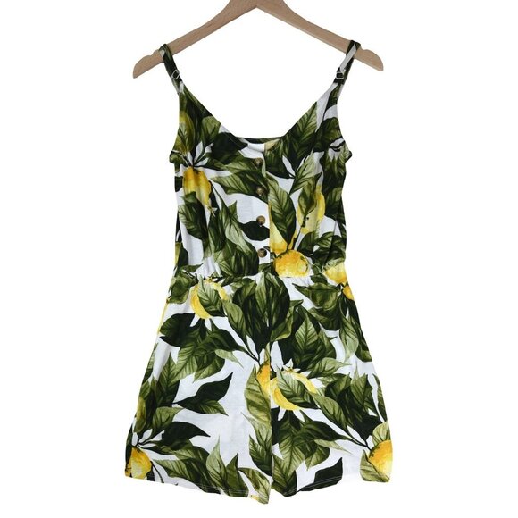 H&M Lemon Print Button Front Romper Size XS Summer Fruit Aesthetic - Picture 5 of 7